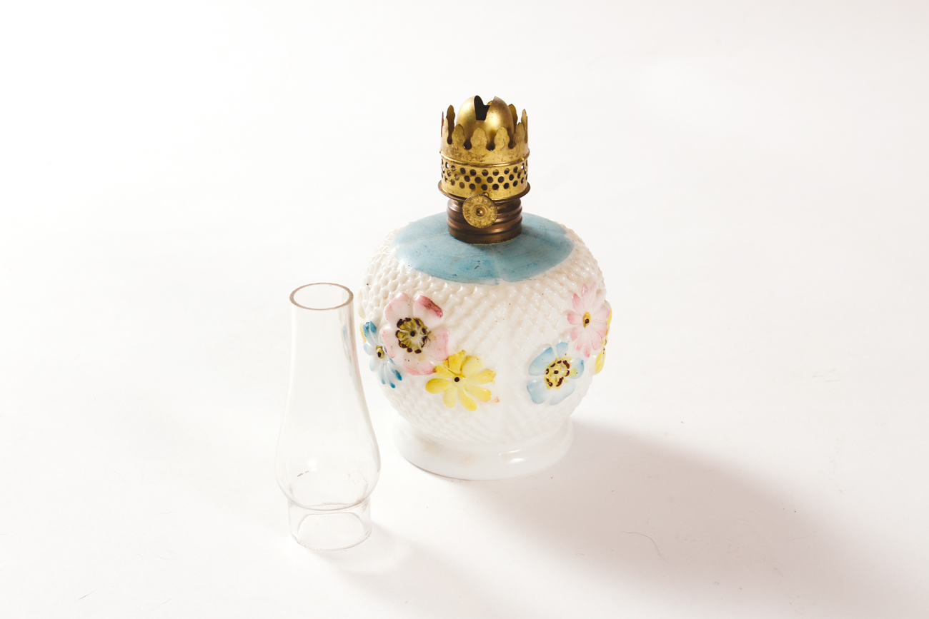 Vintage Milk Glass Oil Lamp