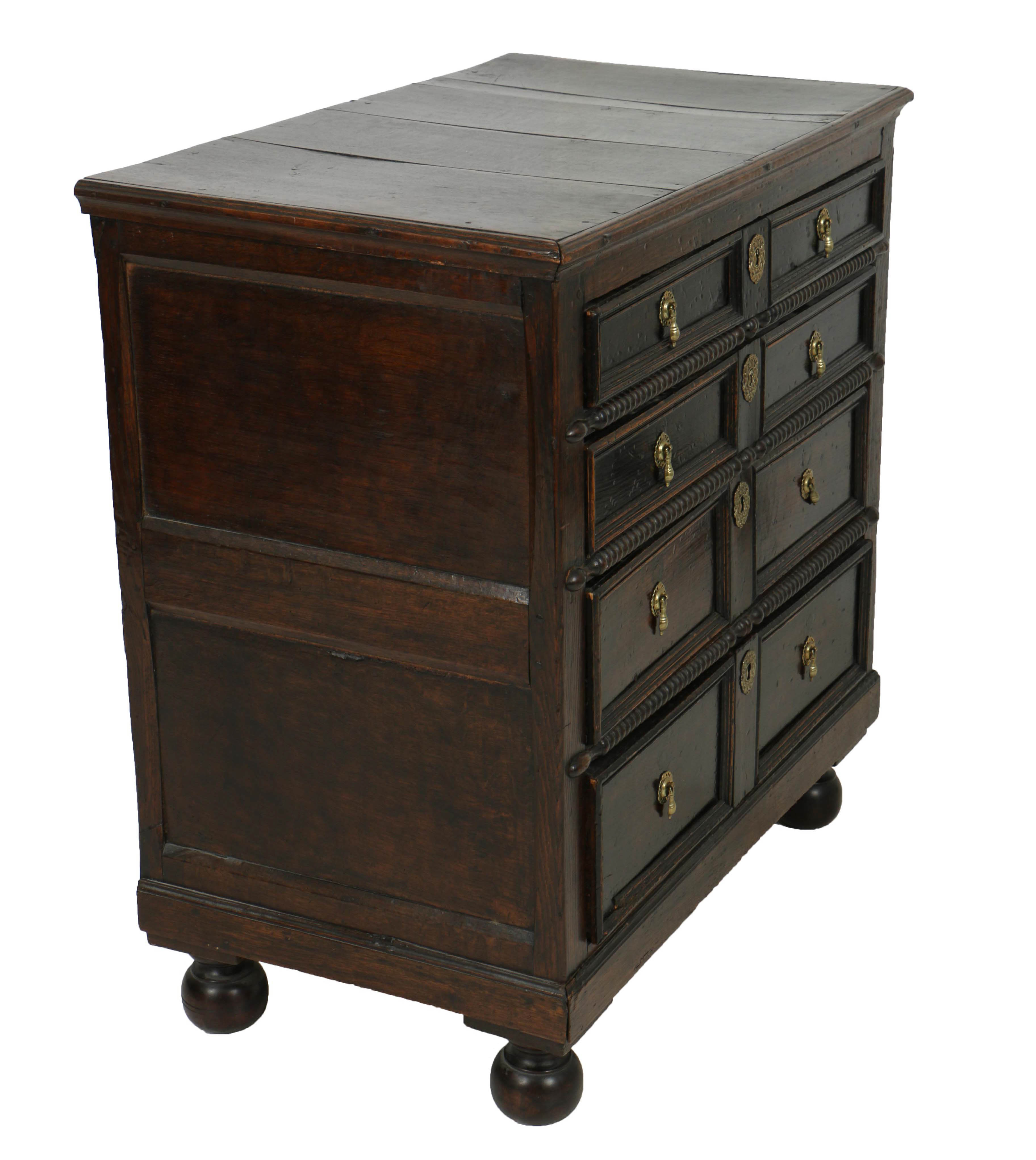 Antique William & Mary Oak Chest, Circa Late 17th Century to Early 18th Century