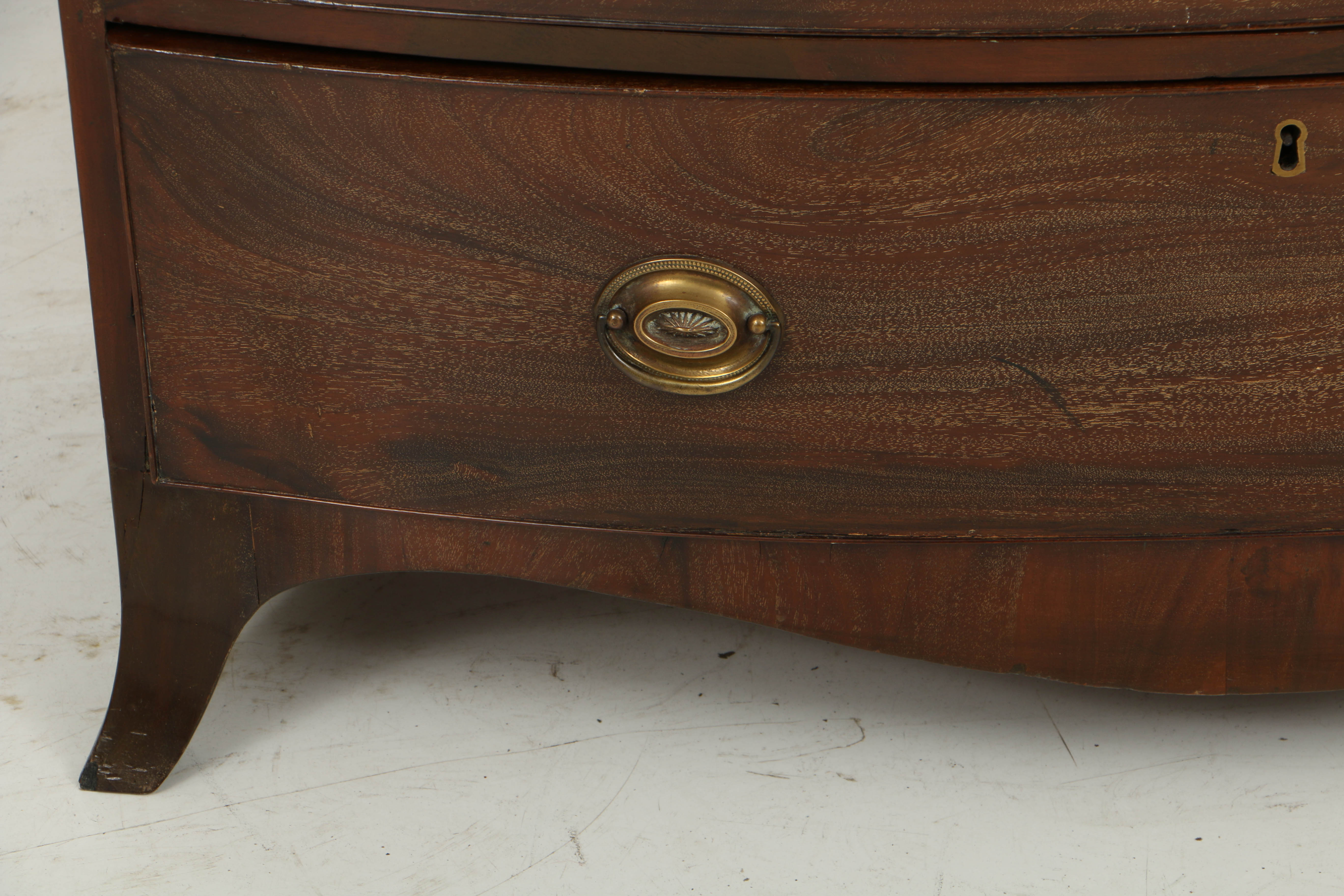 Antique English Hepplewhite Bowfront Chest with Inlay, Circa Early 19th Century