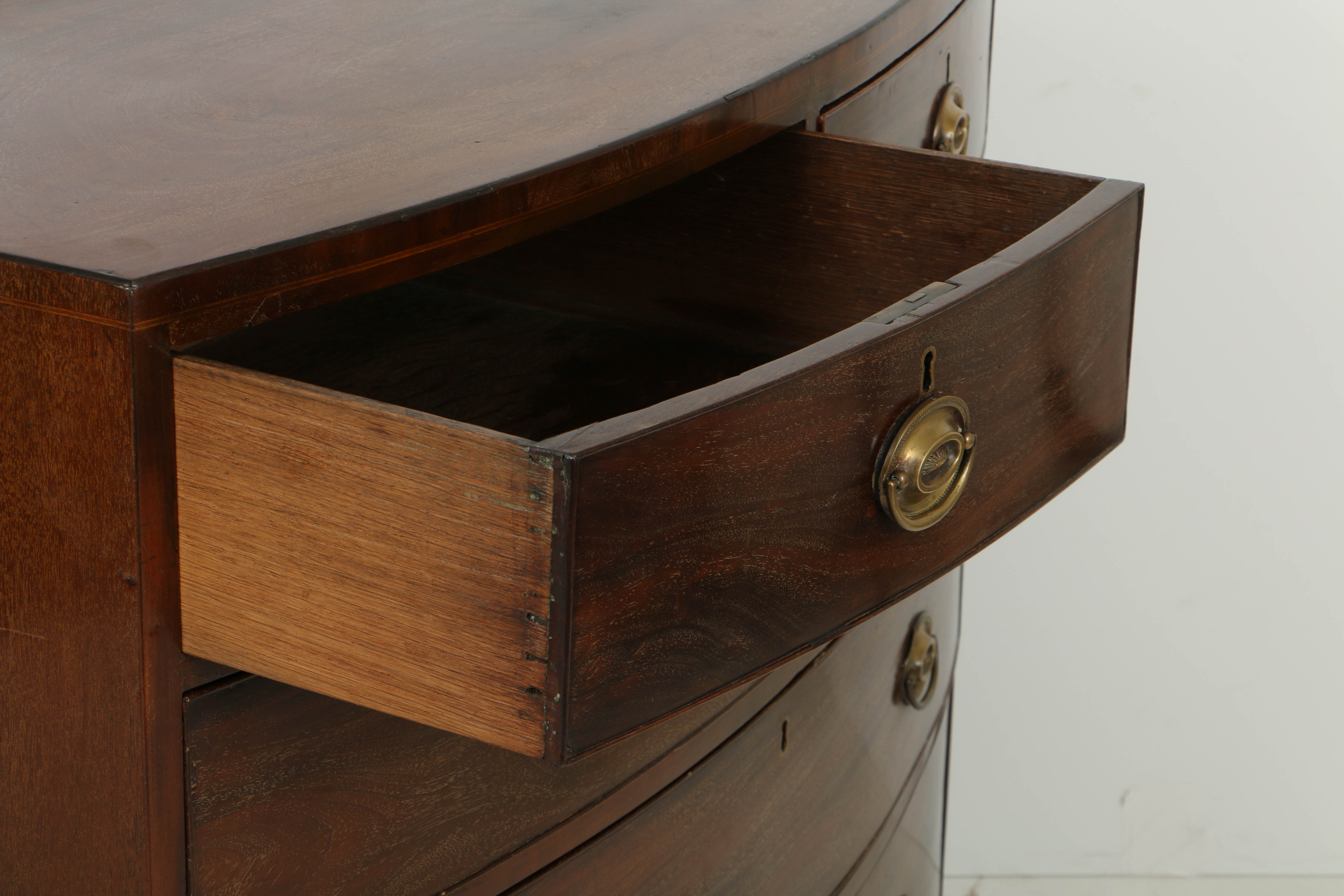 Antique English Hepplewhite Bowfront Chest with Inlay, Circa Early 19th Century