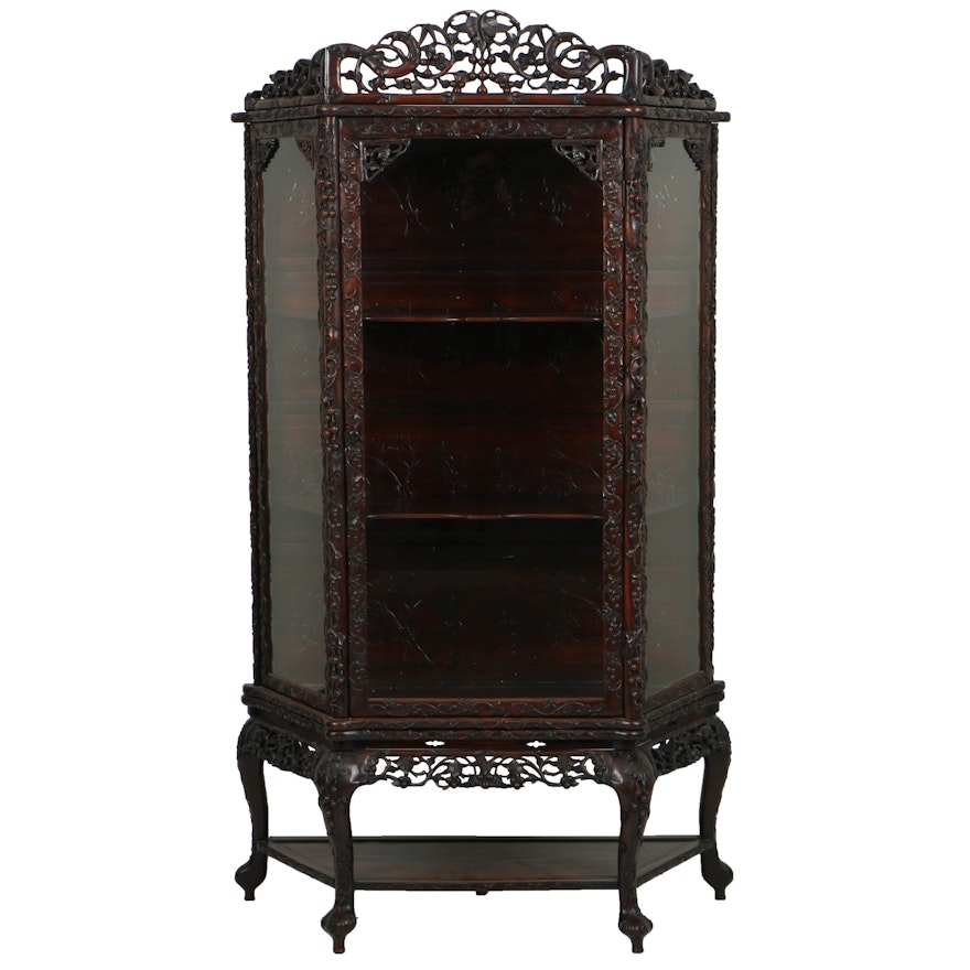 Vintage Chinese Style Rosewood China Cabinet