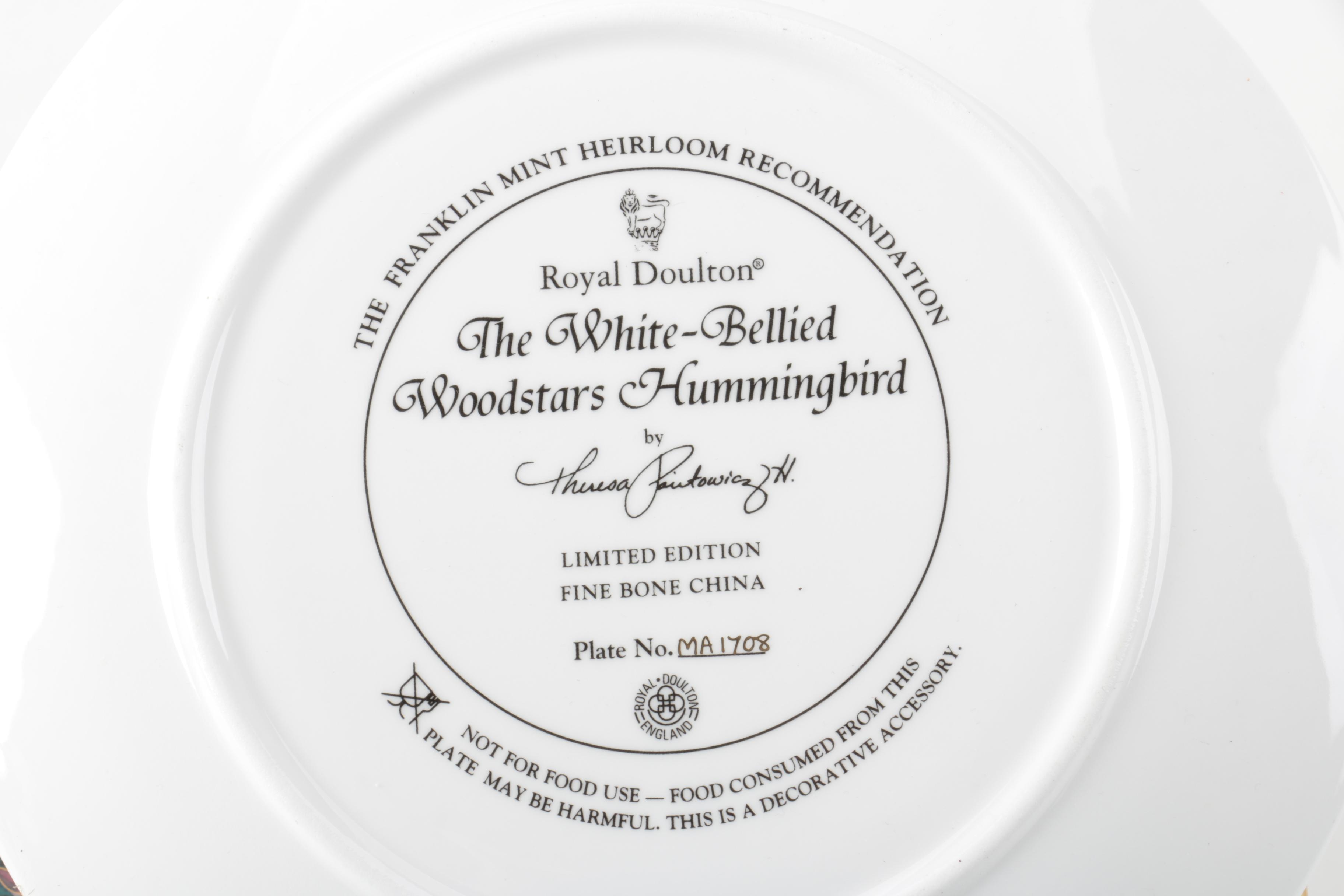 Royal Doulton Franklin Mint Heirloom Bird Collector Plates