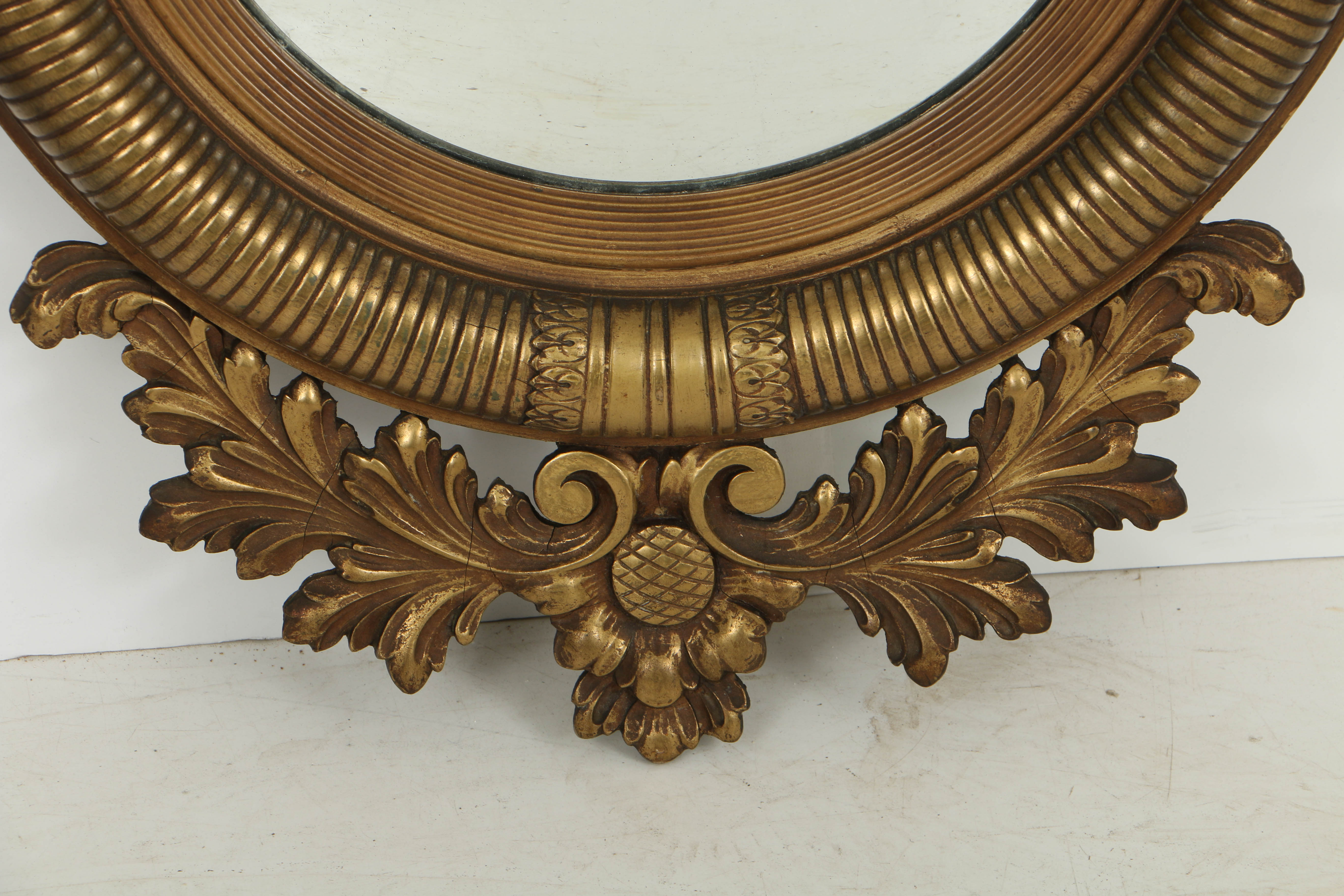 Antique Federal Style Giltwood Girandole Mirror with Eagle Crest, Circa 1900