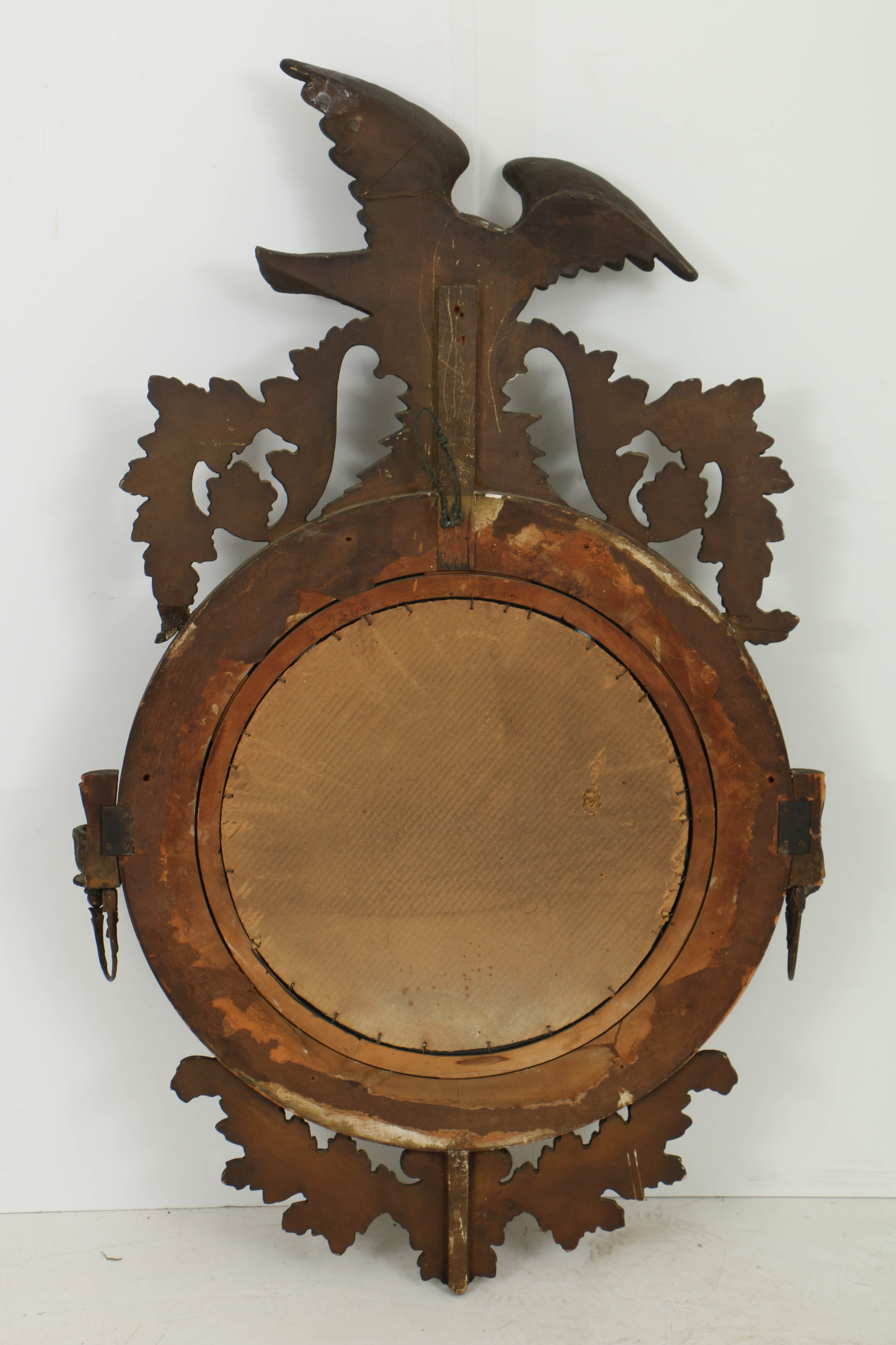 Antique Federal Style Giltwood Girandole Mirror with Eagle Crest, Circa 1900