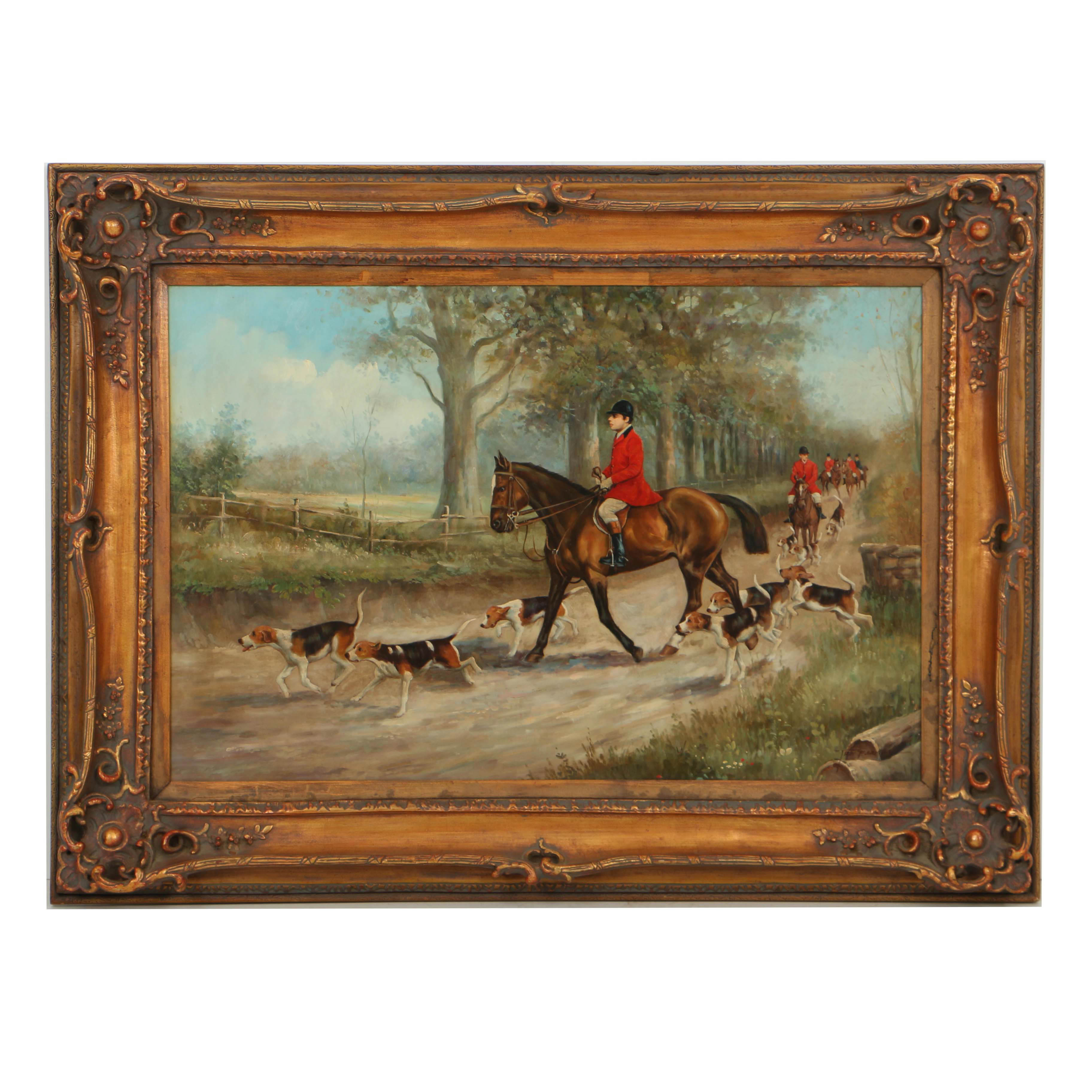 Troy Berke Oil Painting on Canvas of English Hunting Scene