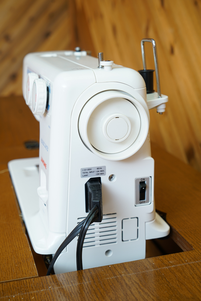 Vintage Oak Sewing Machine Table with Machine