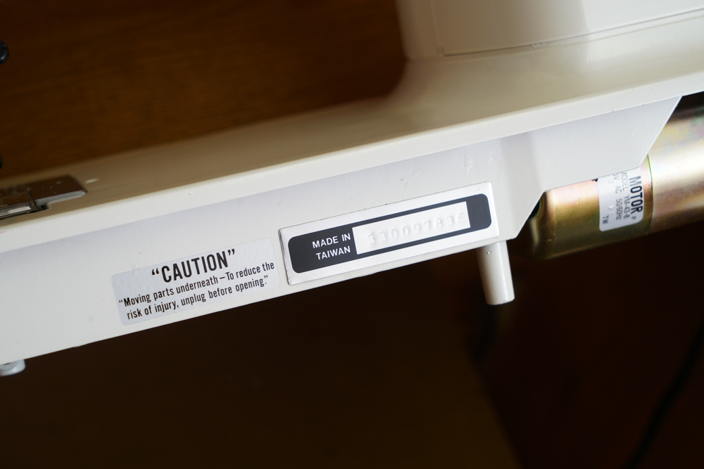 Vintage Oak Sewing Machine Table with Machine