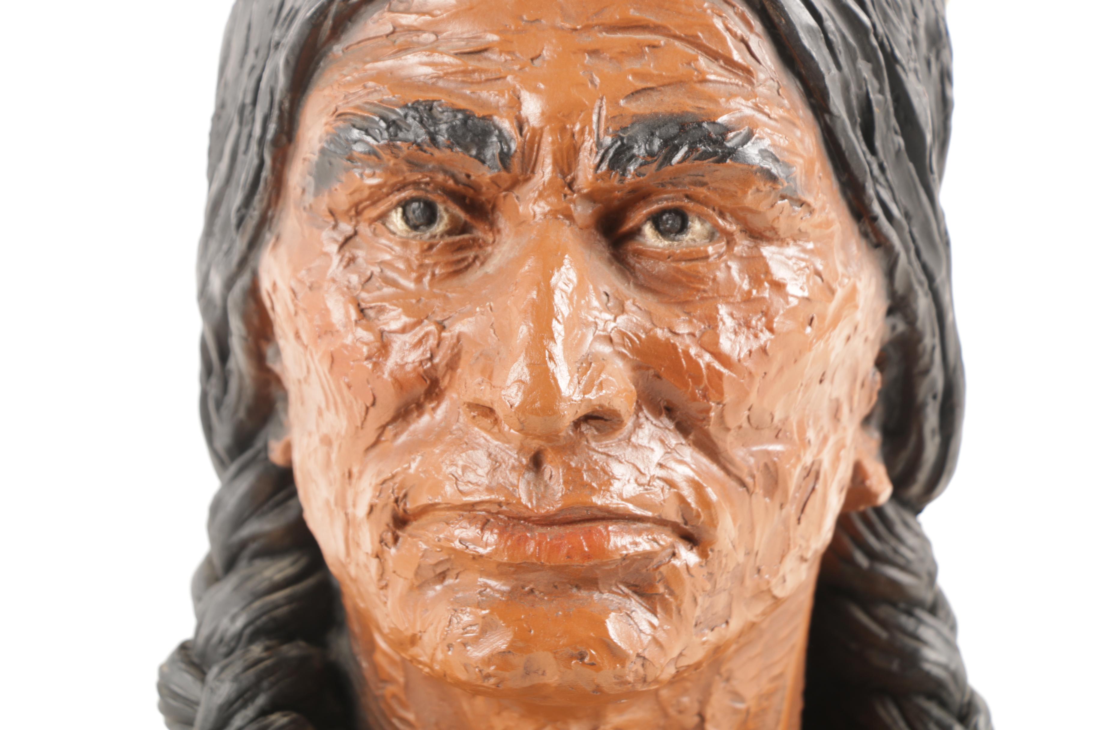 Universal Statuary Corp. Bust of Native American Man After Vaughn Kendrick