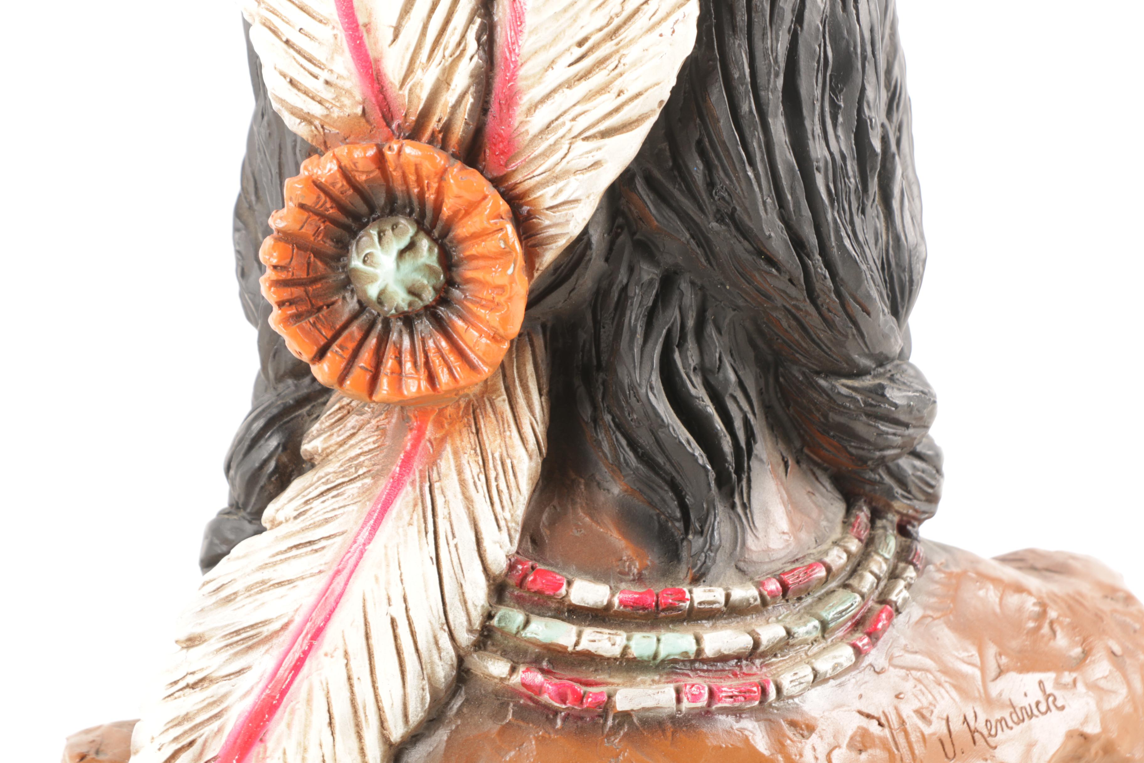 Universal Statuary Corp. Bust of Native American Man After Vaughn Kendrick