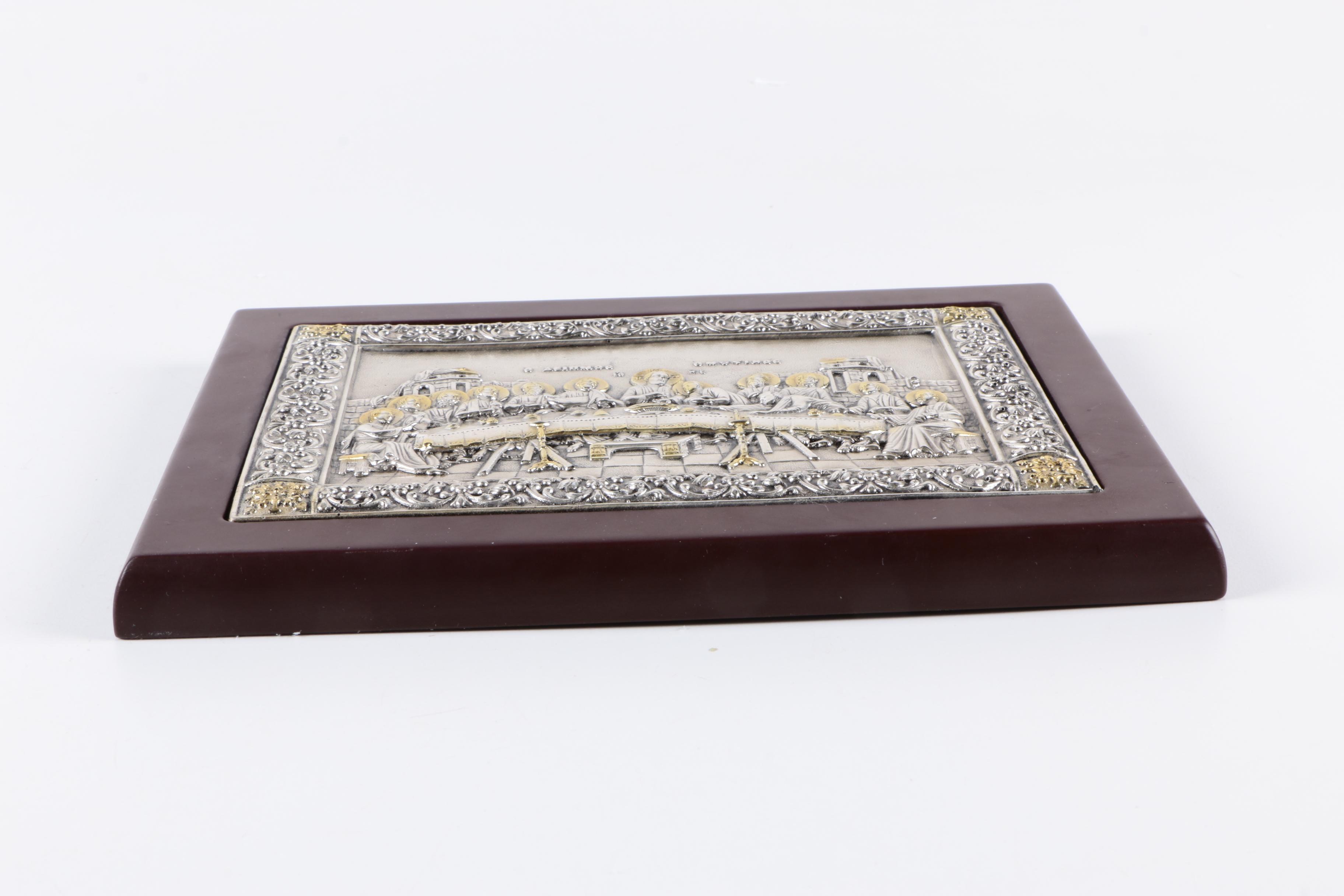 Russian Replica Byzantine Icon Sterling Silver "The Last Supper" Plaque