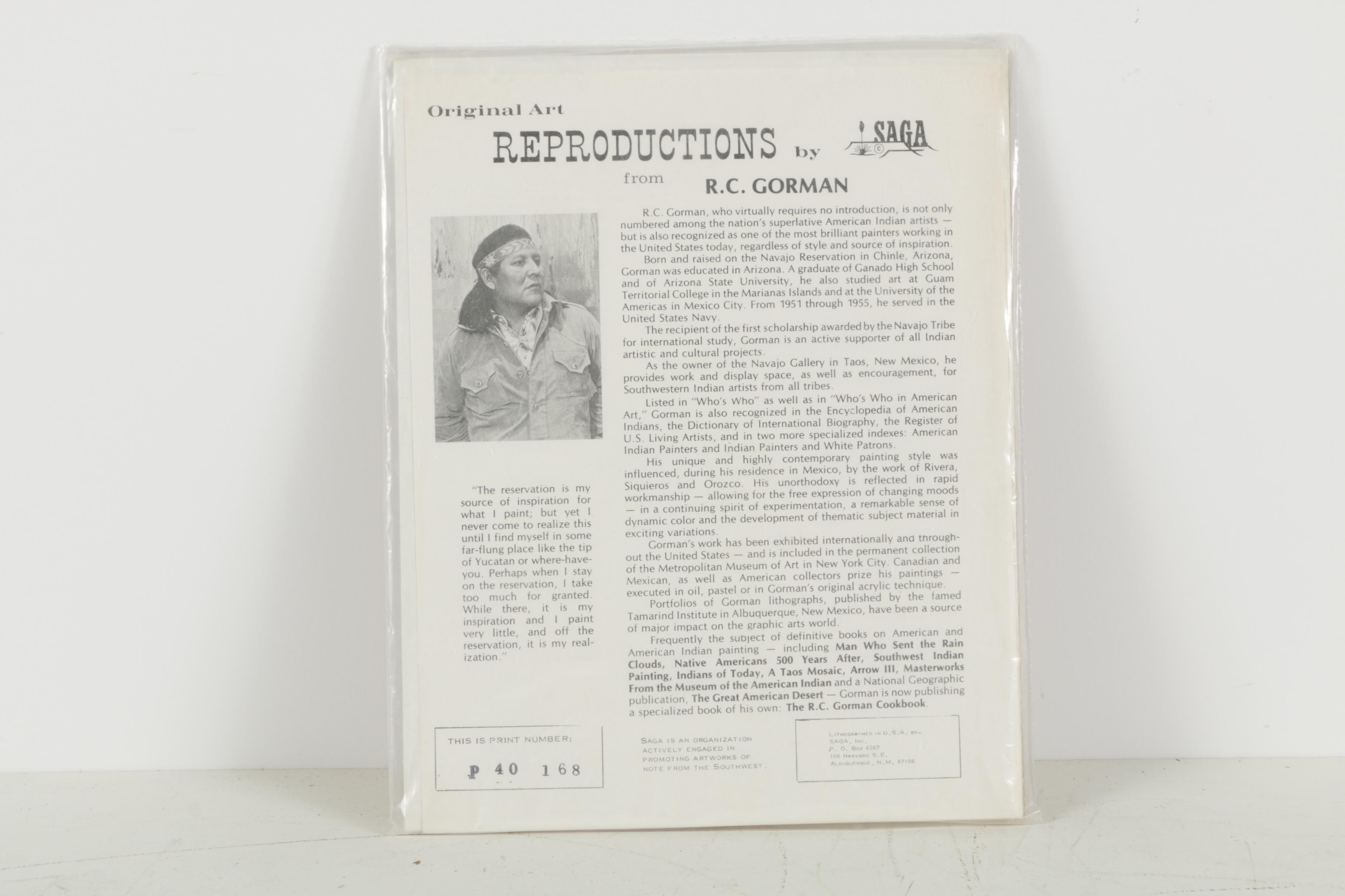 Offset Lithographs After R.C. Gorman and V. L. Drysdale of Native Americans