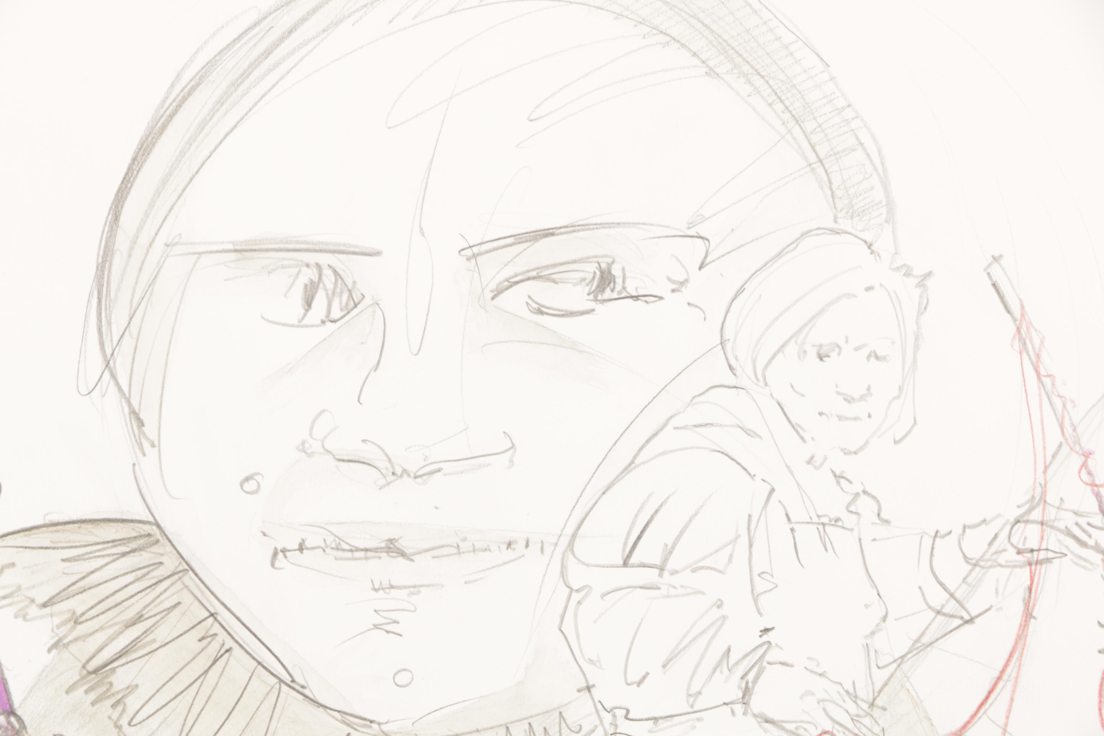 Ben Smith Graphite Drawing on Paper "The Three Fates"