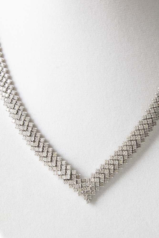 10K White Gold 18.45 CTW Diamond "V" Necklace