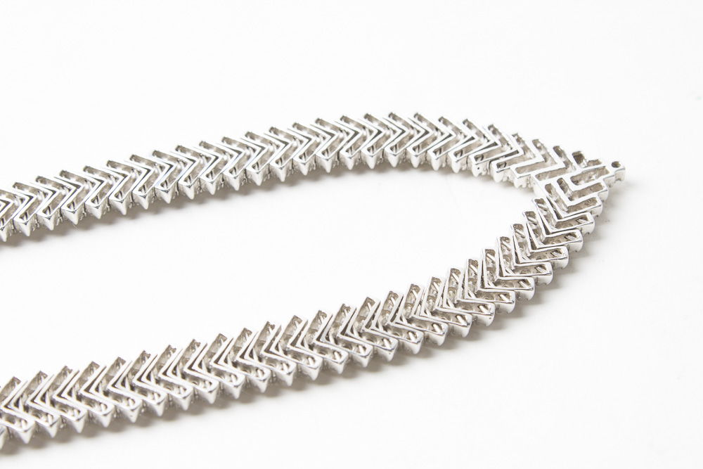 10K White Gold 18.45 CTW Diamond "V" Necklace