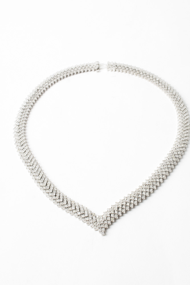 10K White Gold 18.45 CTW Diamond "V" Necklace