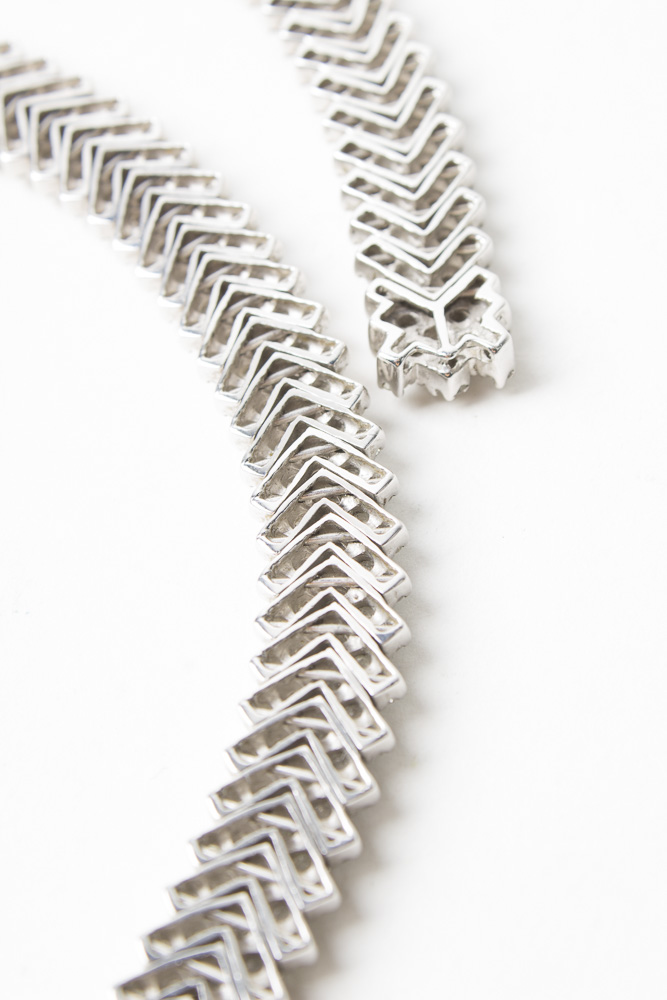 10K White Gold 18.45 CTW Diamond "V" Necklace