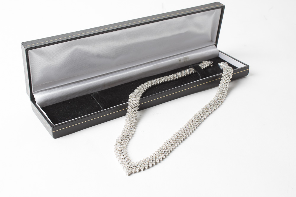 10K White Gold 18.45 CTW Diamond "V" Necklace