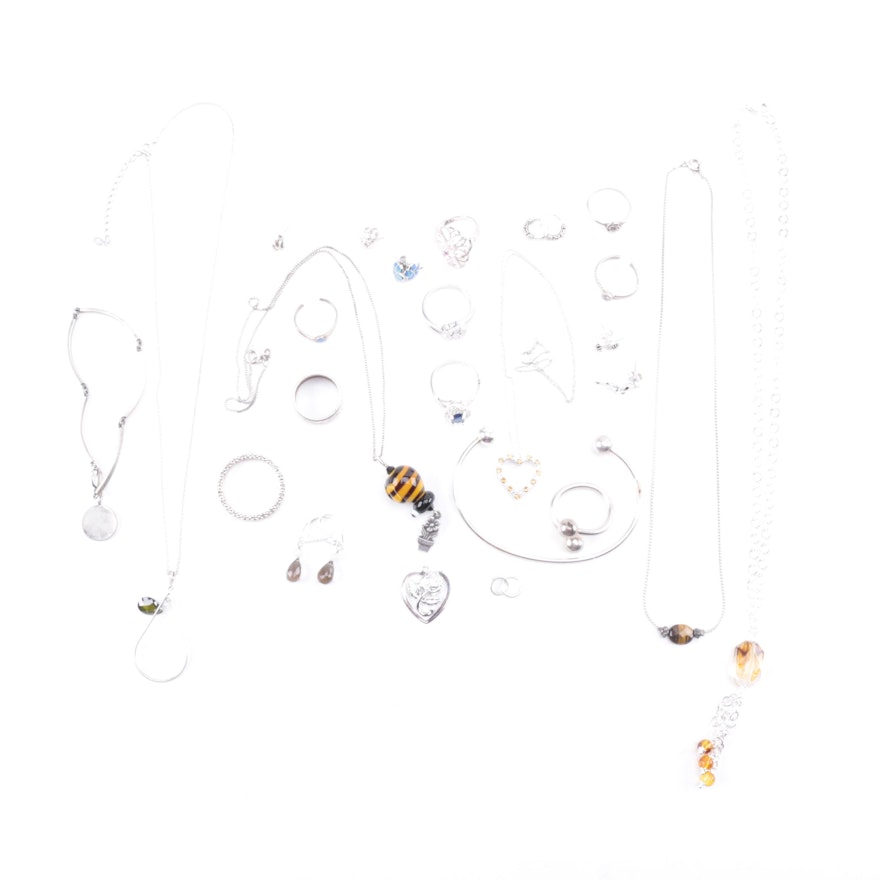 Collection of Sterling Jewelry Including Diamonds