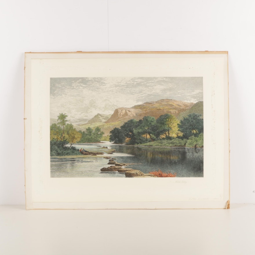 Hand Colored Etching "In a Welsh Valley"