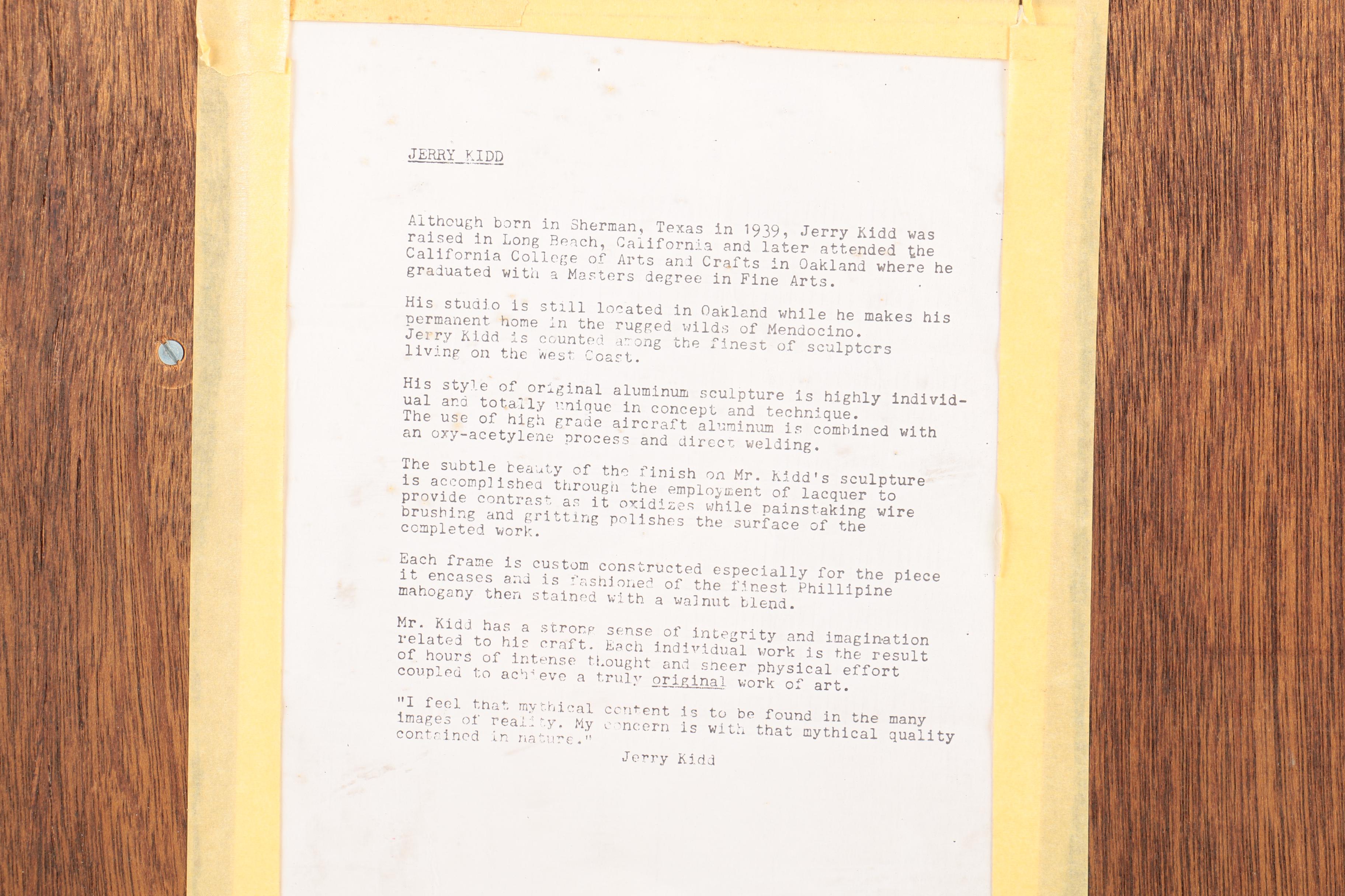 Jerry Kidd Welded Aluminum Sculptural Plaque