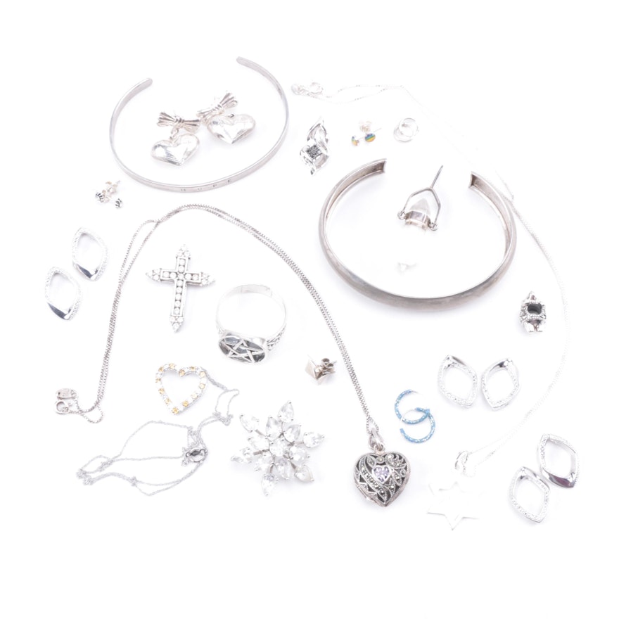 Collection of Sterling Silver Jewelry Including Quartz and More