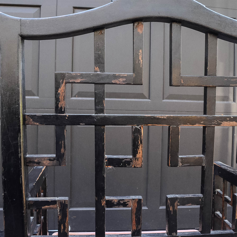 Set of Four Chinese Chippendale Style Fretwork Dining Chairs