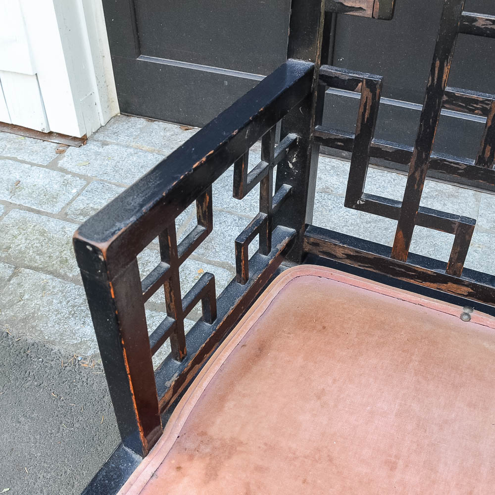 Set of Four Chinese Chippendale Style Fretwork Dining Chairs