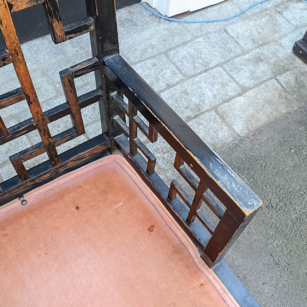 Set of Four Chinese Chippendale Style Fretwork Dining Chairs