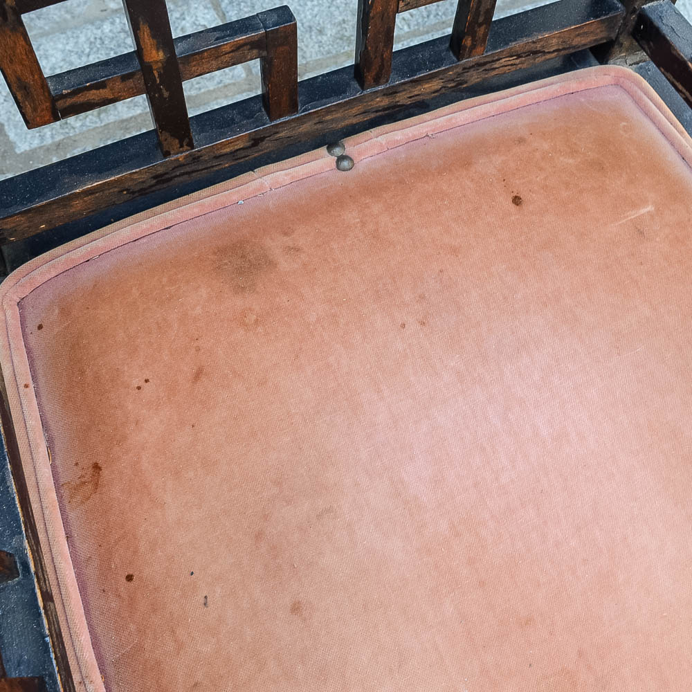 Set of Four Chinese Chippendale Style Fretwork Dining Chairs