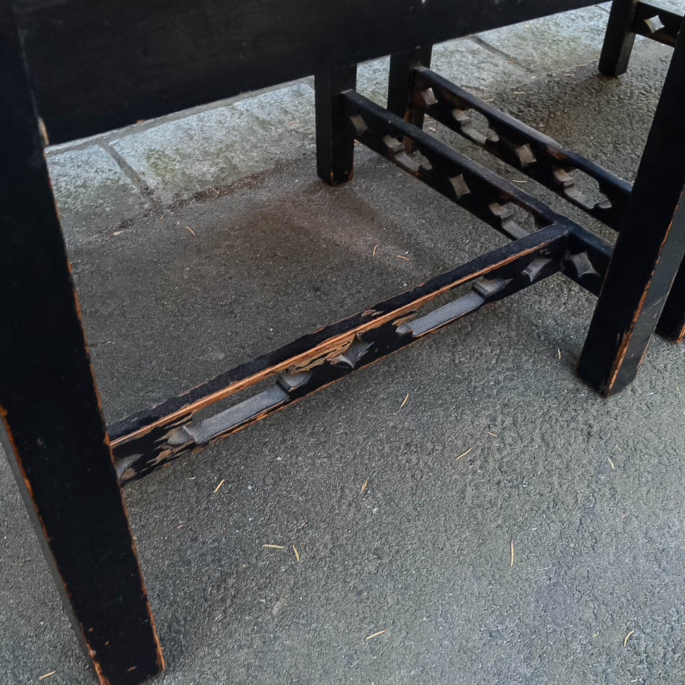 Set of Four Chinese Chippendale Style Fretwork Dining Chairs