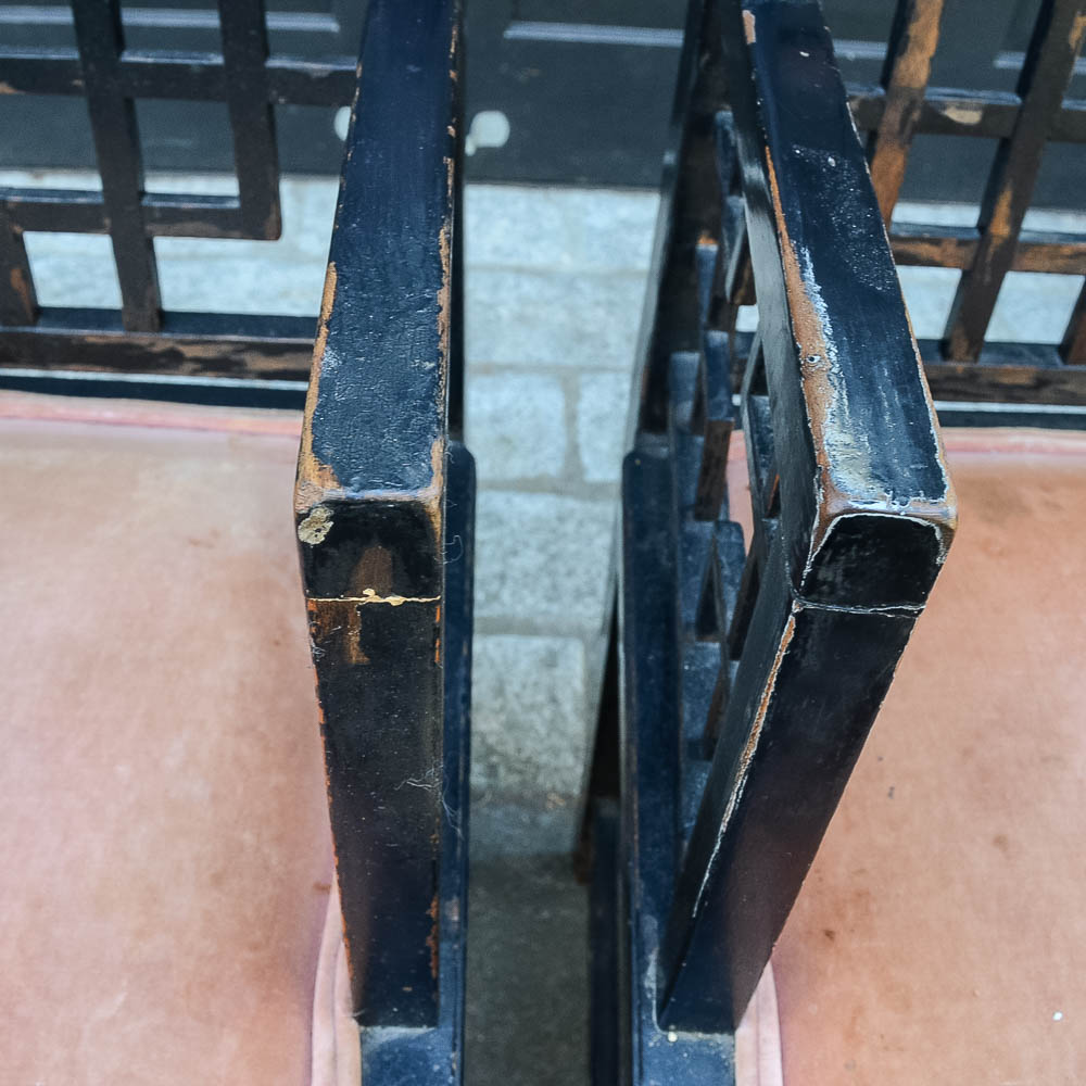 Set of Four Chinese Chippendale Style Fretwork Dining Chairs