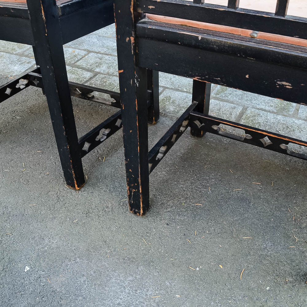 Set of Four Chinese Chippendale Style Fretwork Dining Chairs