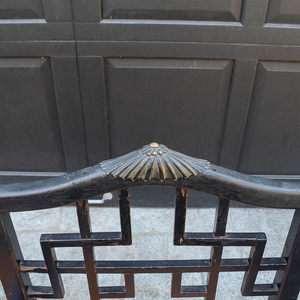 Set of Four Chinese Chippendale Style Fretwork Dining Chairs