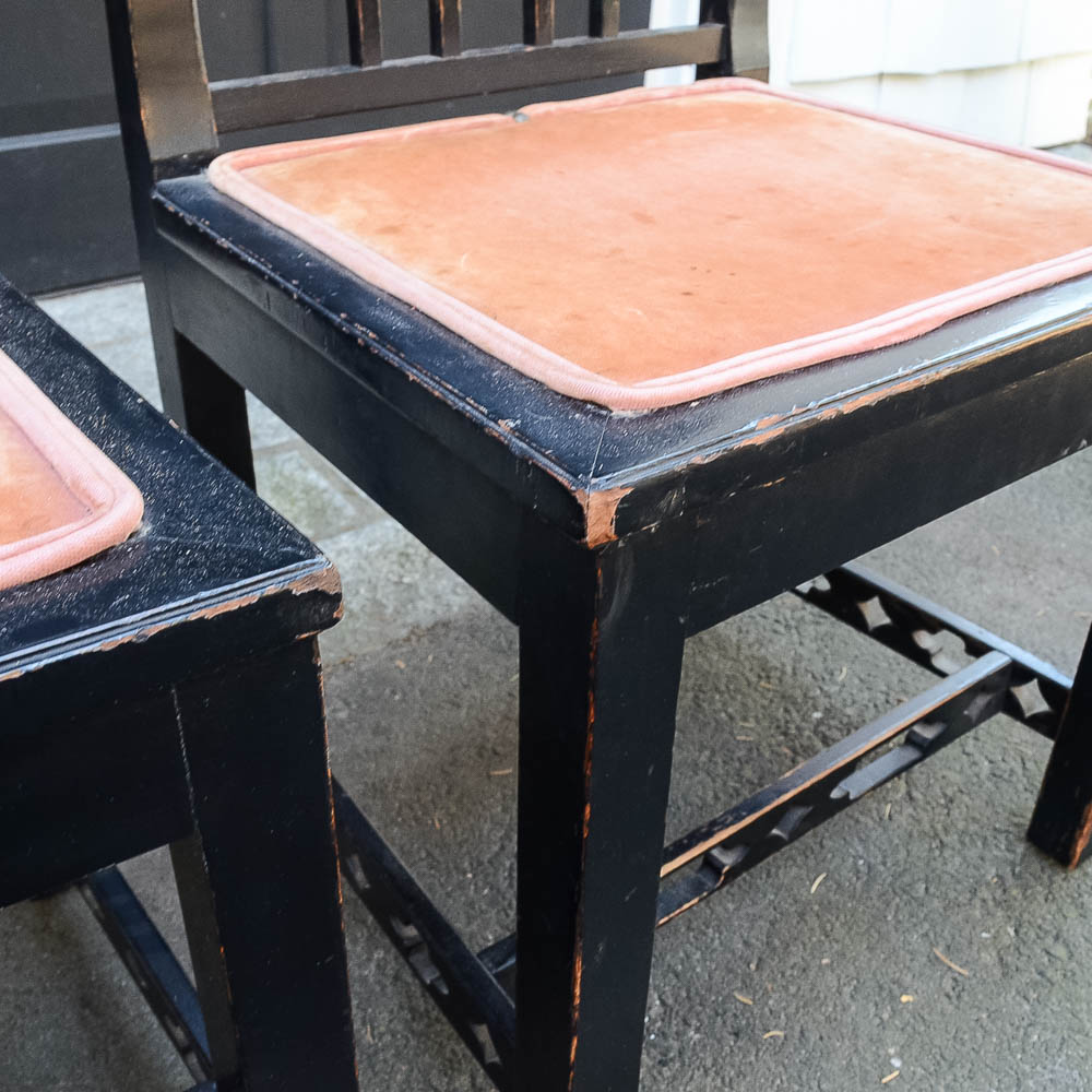 Set of Four Chinese Chippendale Style Fretwork Dining Chairs