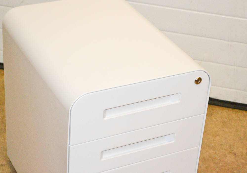 Three Contemporary White Metal Storage Cabinets