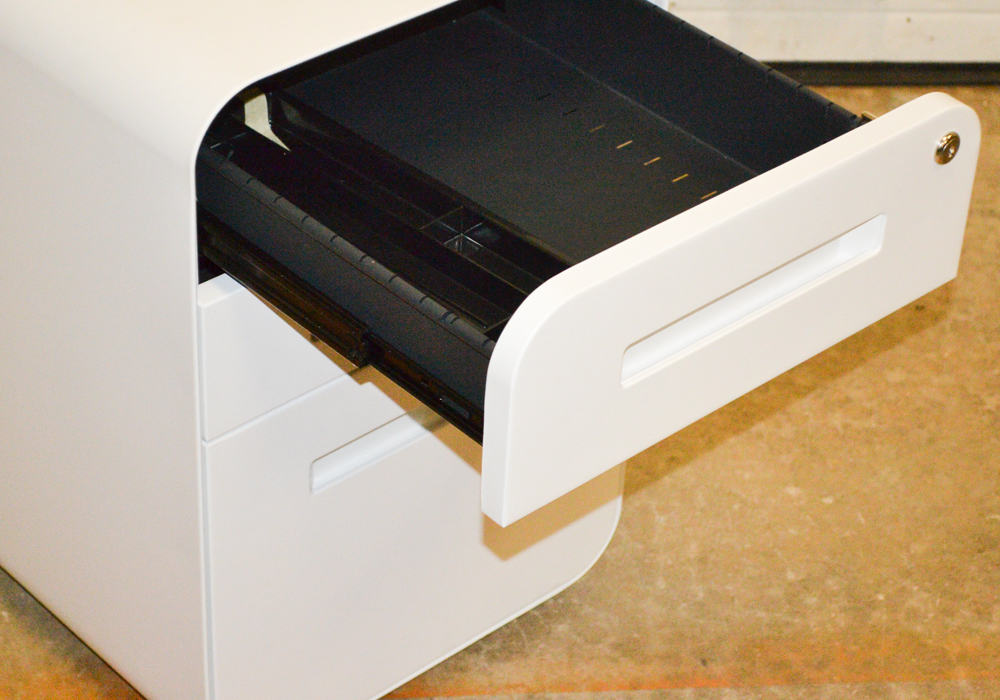 Three Contemporary White Metal Storage Cabinets