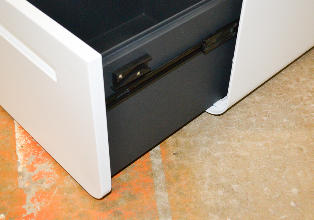 Three Contemporary White Metal Storage Cabinets