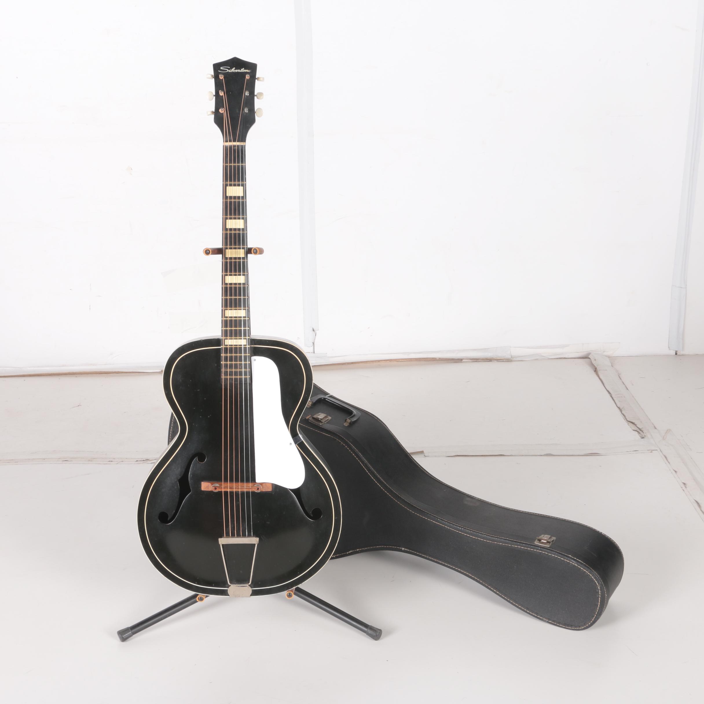 1960s Silvertone Tuxedo Archtop Guitar and Case