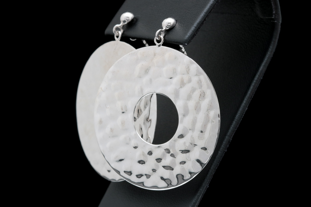 Sterling Silver Hammered Circle Dangle Earrings