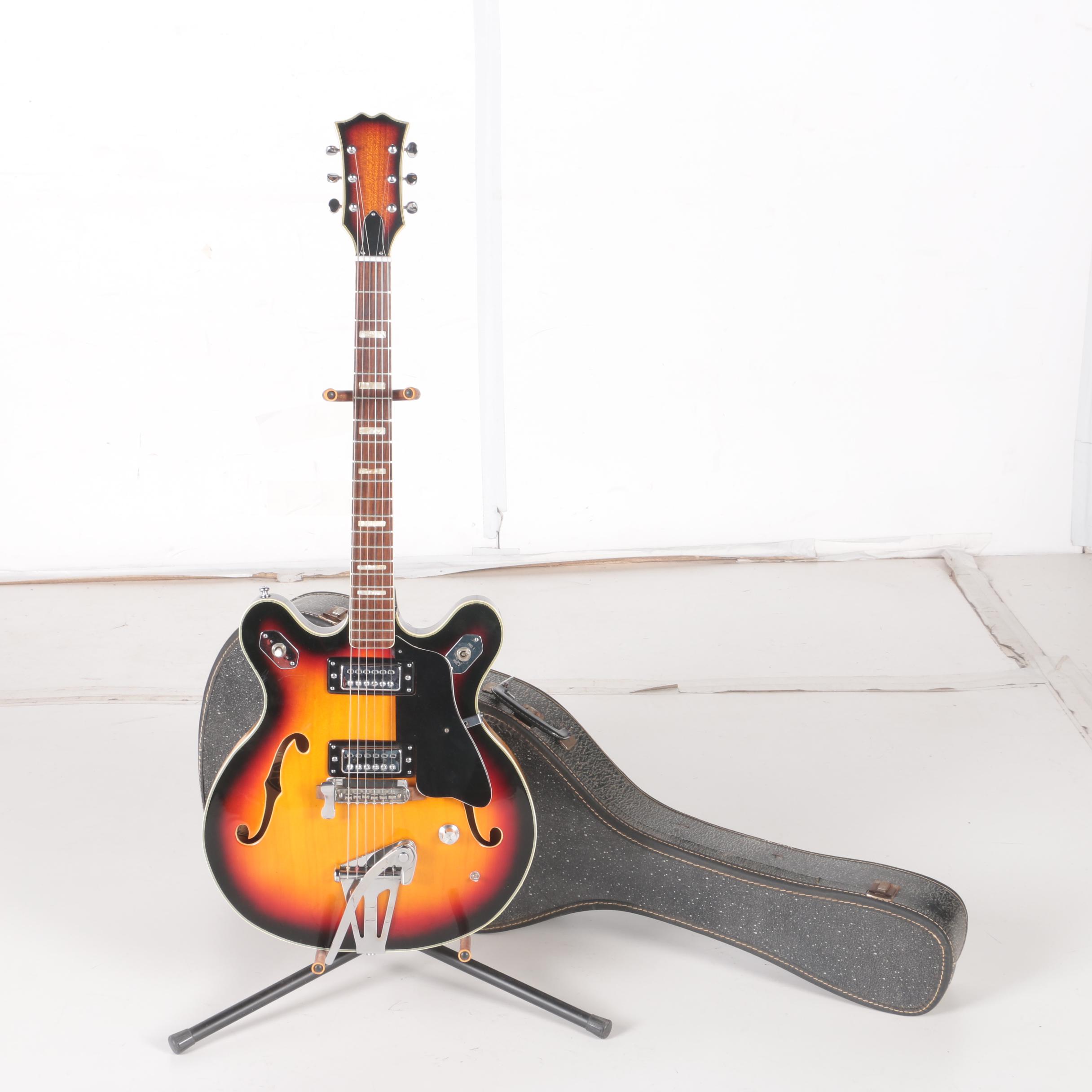 1960s Atlas Semi-Hollow Body Electric Guitar and Case