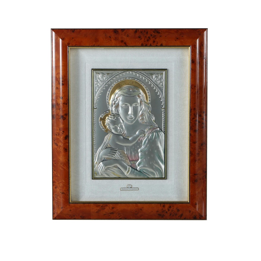 Sterling Silver Madonna and Child Icon