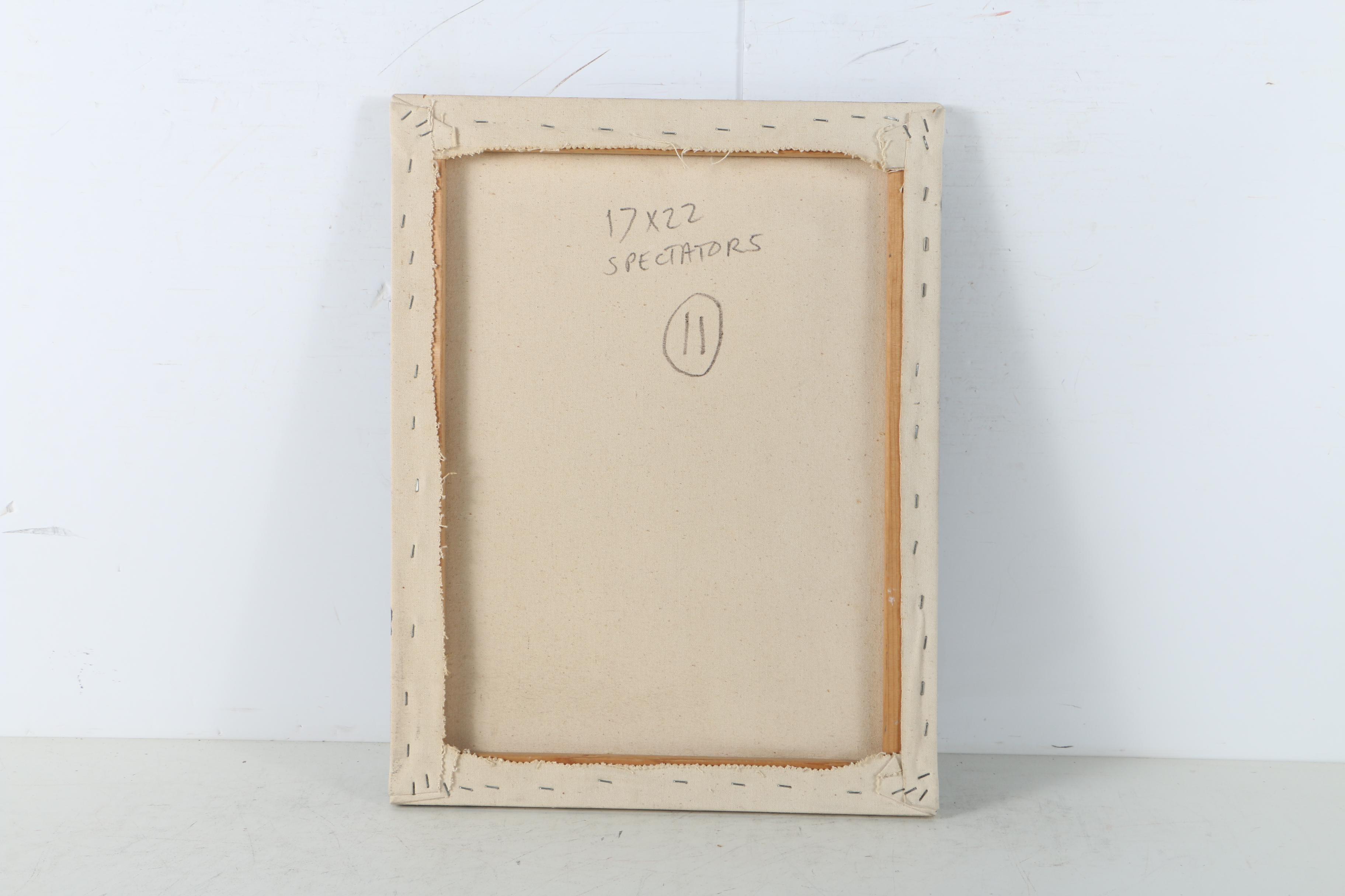 Acrylic on Canvas "Spectators" Attributed to David Walker