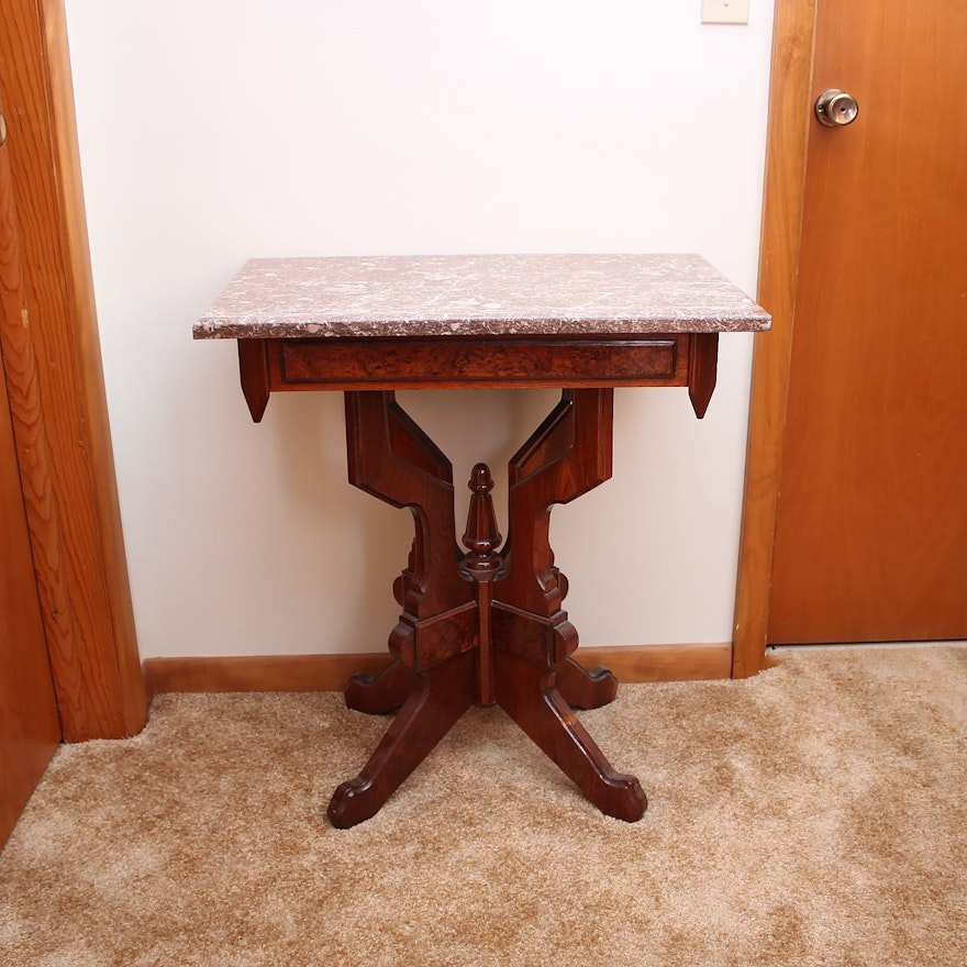 Antique American Eastlake Marble Top Table