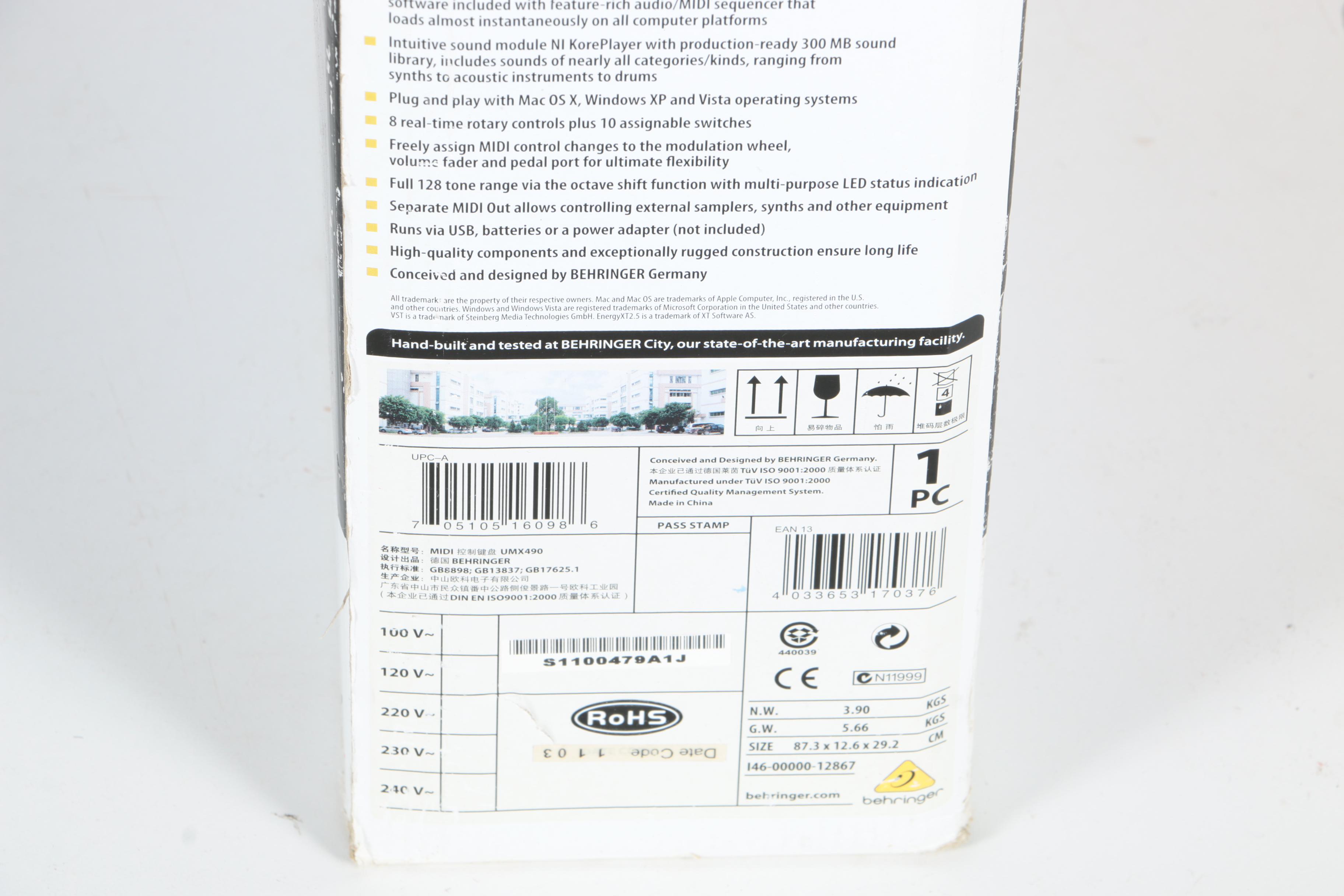 Behringer U-Control USB/MIDI Controller Keyboard