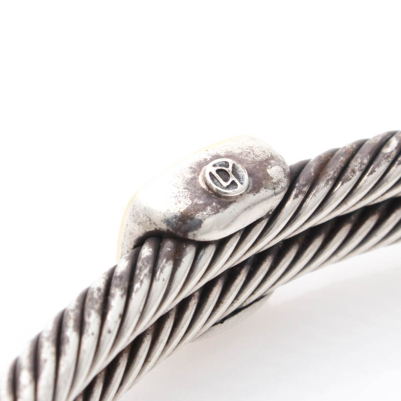 David Yurman Sterling Silver 18K Yellow Gold and Amethyst Cuff Bracelet