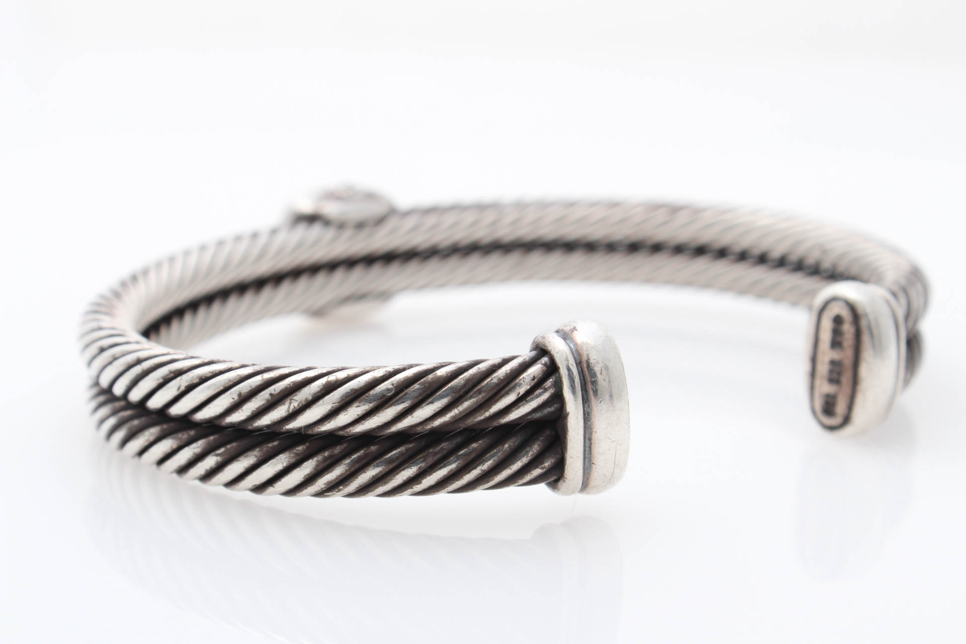 David Yurman Sterling Silver 18K Yellow Gold and Amethyst Cuff Bracelet