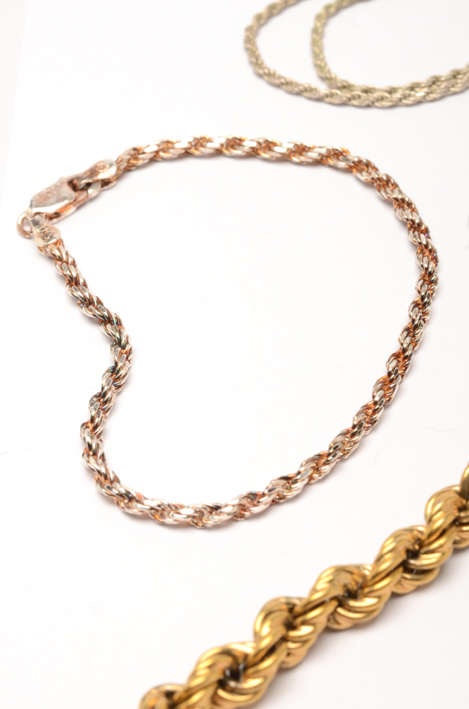 Sterling Silver Spiral Chain Necklace and Jewelry Chains