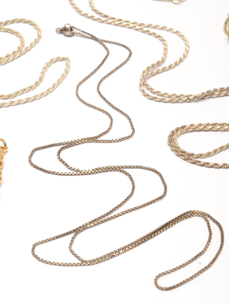 Sterling Silver Spiral Chain Necklace and Jewelry Chains