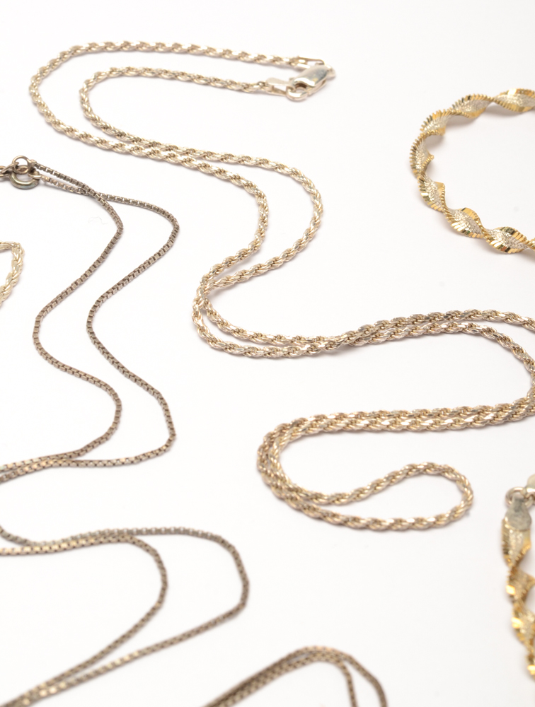 Sterling Silver Spiral Chain Necklace and Jewelry Chains