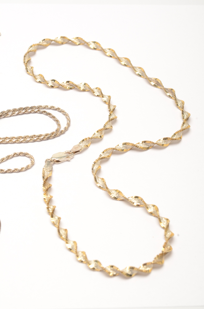 Sterling Silver Spiral Chain Necklace and Jewelry Chains